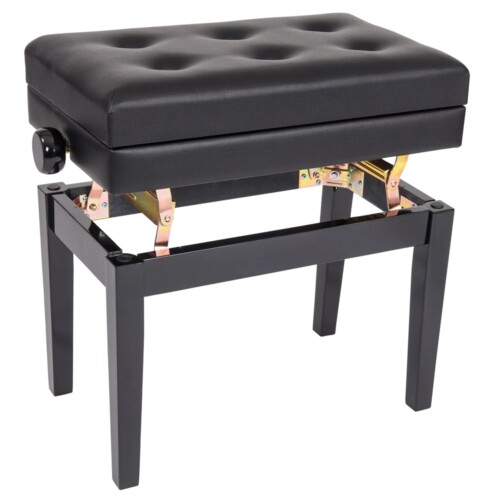 Kinsman Deluxe Adjustable Piano Stool with Storage ~ Satin Black - Image 3