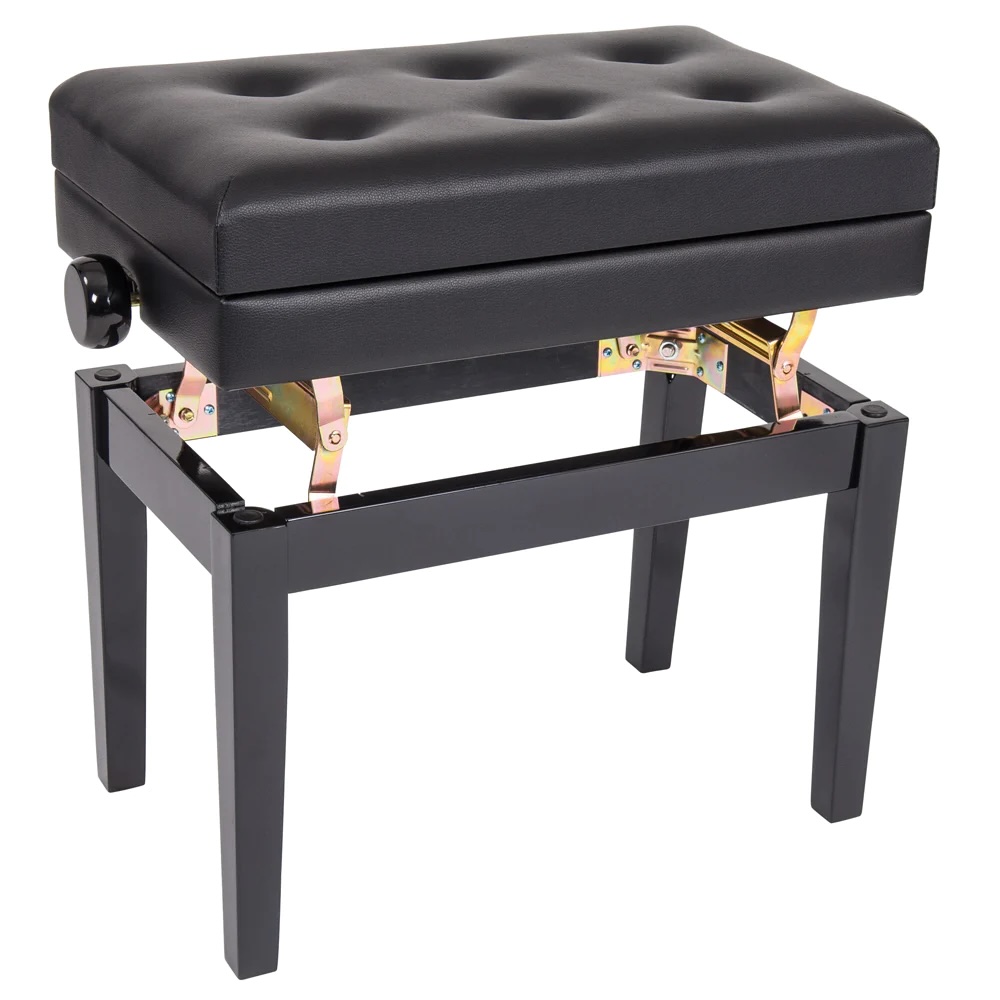 Kinsman Deluxe Adjustable Piano Stool with Storage ~ Satin Black - Image 3