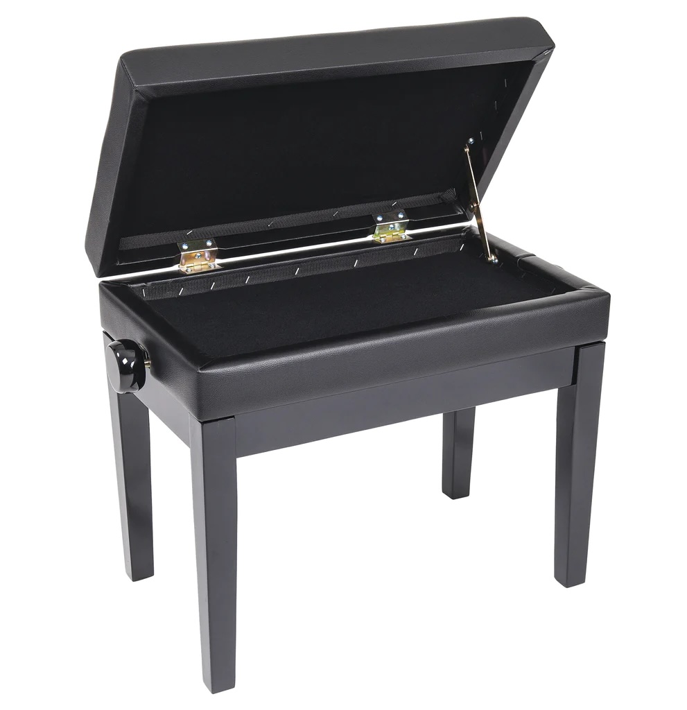 Kinsman Deluxe Adjustable Piano Stool with Storage ~ Satin Black - Image 2
