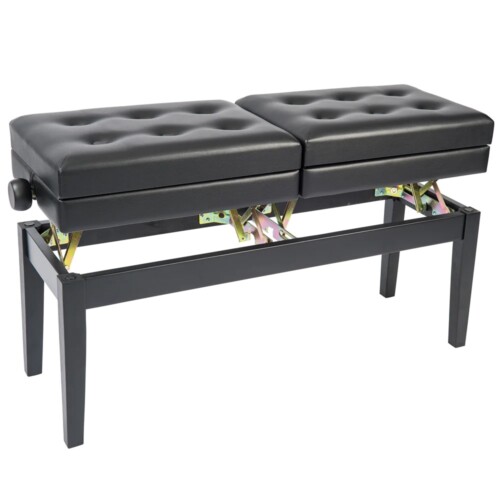 Kinsman Double Adjustable Piano Bench with Storage ~ Satin Black - Image 3