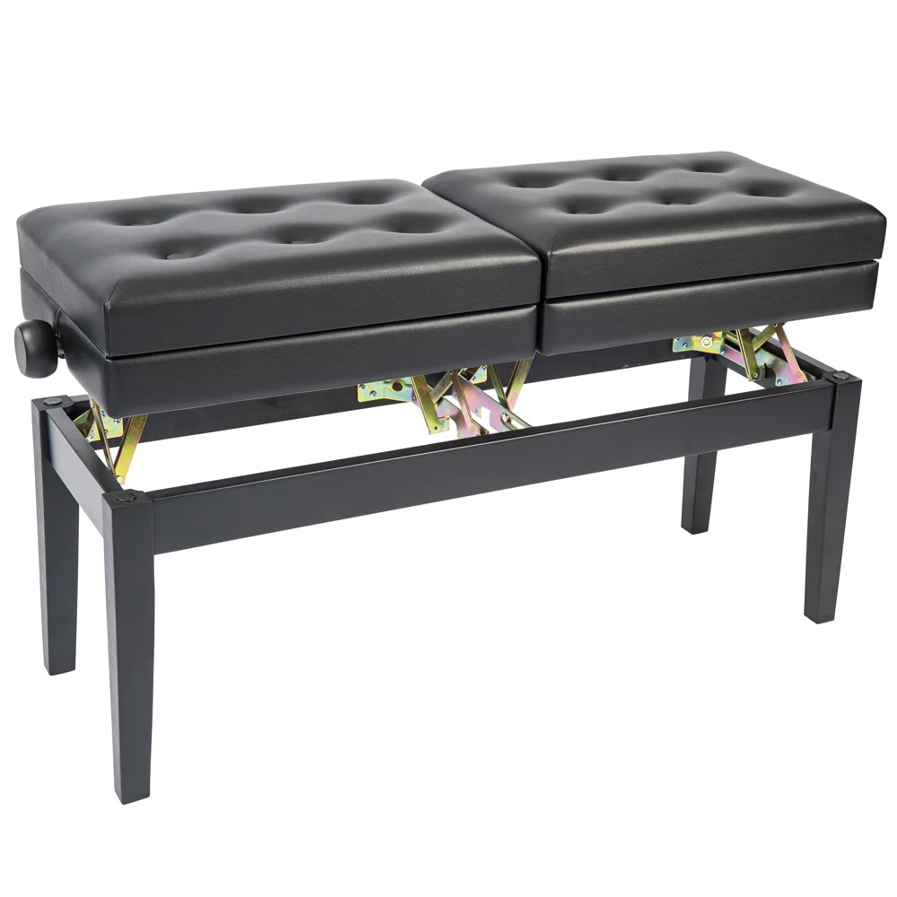 Kinsman Double Adjustable Piano Bench with Storage ~ Satin Black - Image 3