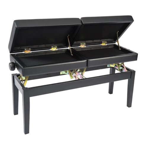Kinsman Double Adjustable Piano Bench with Storage ~ Satin Black - Image 4