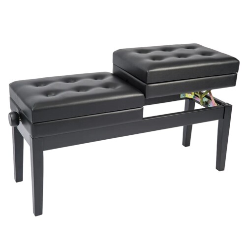 Kinsman Double Adjustable Piano Bench with Storage ~ Satin Black - Image 5