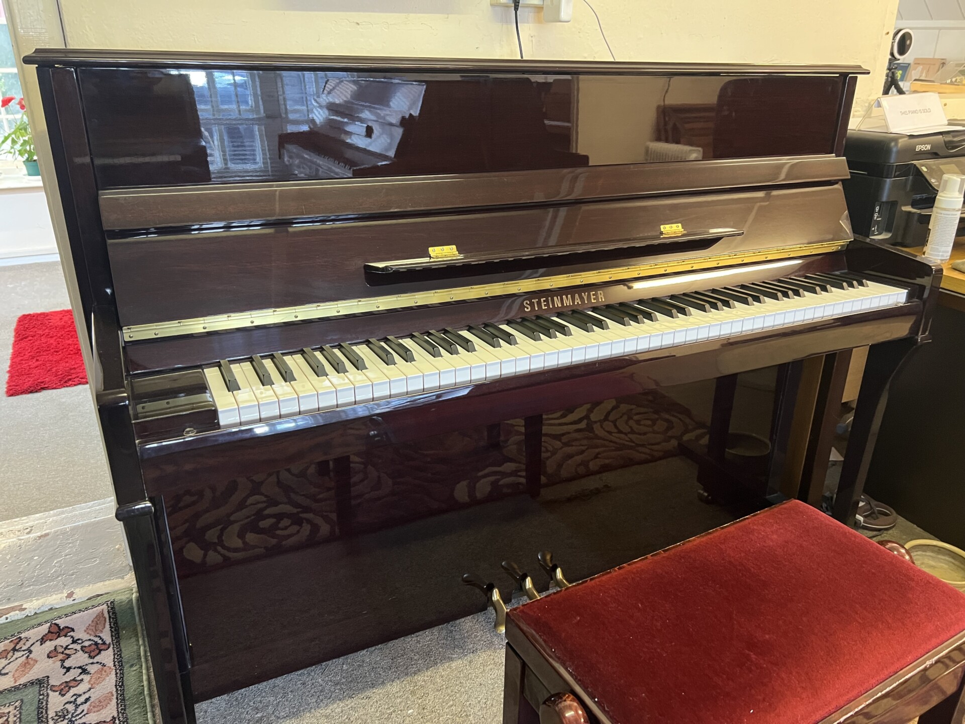 Steinmayer 110 Upright Piano in High Gloss Rosewood - Image 2